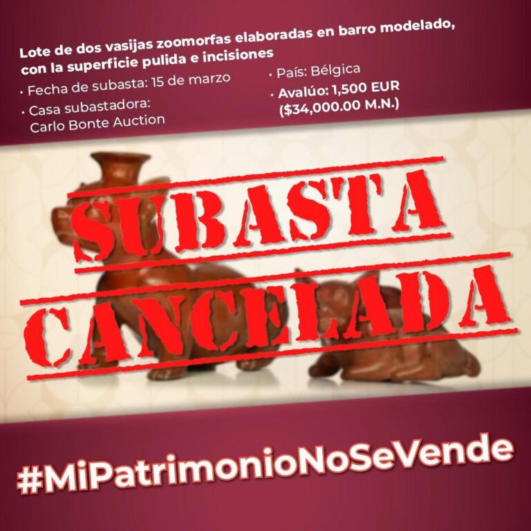 Beatriz Gutiérrez Müller celebra que se cancele subasta de tres piezas del patrimonio histórico de México en Bélgica