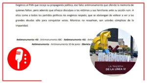Colectivos exigen al PAN que retire y se disculpe por su &#8220;antimonumento&#8221; de la Línea 12