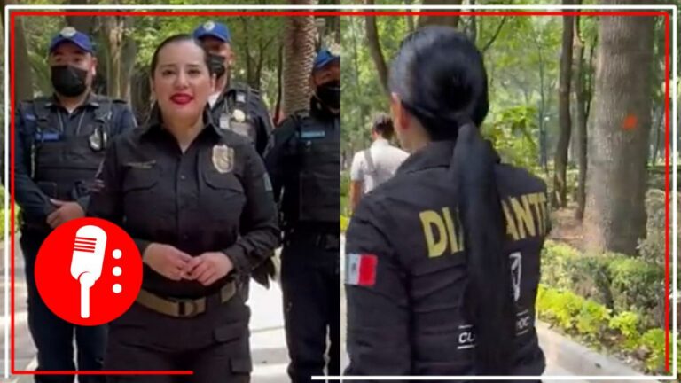 Sandra Cuevas presume remodelación de parque ¡disfrazada de policía!