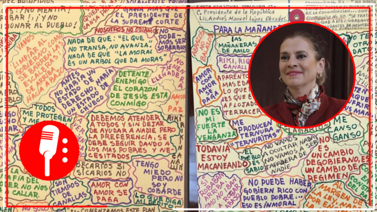 La escrito Beatriz Gutierrez Müller comparte una fotografía de una carta hecha por un niño con frases del presidente Andrés Manuel López Obrador