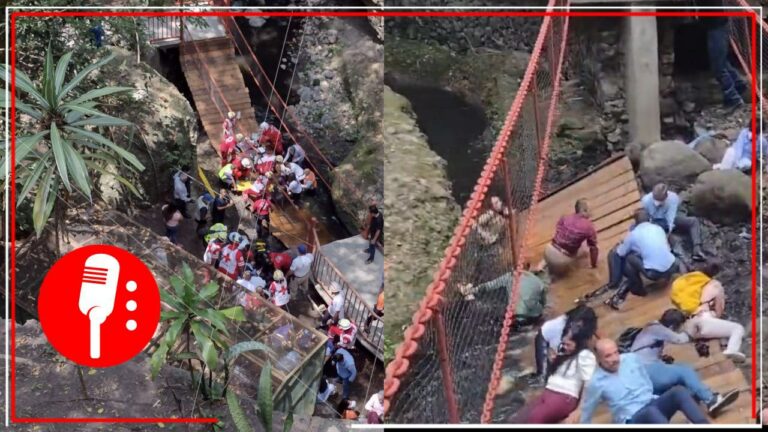 Colapsa puente colgante del Paseo Ribereño mientras alcalde panista de Cuernavaca, Morelos y su esposa cruzaban; hay al menos 8 heridos