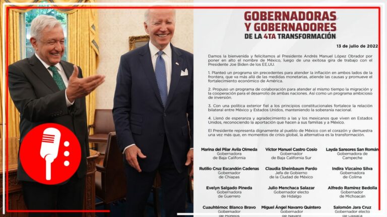 Respalda Claudia Sheinbaum y gobernadores de MORENA reunión entre AMLO y Biden: “Puso el nombre de México en alto”