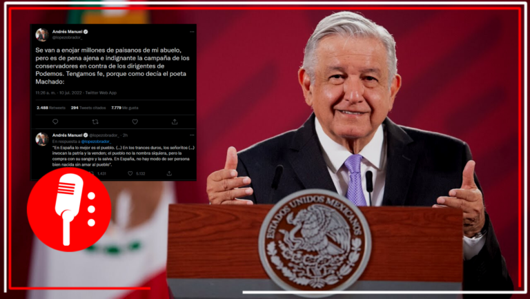 El presidente Andrés Manuel López Obrador sale en defensa del Partido Podemos de España