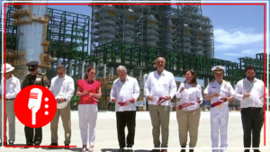 El presidente Andrés Manuel López Obrador, corta listón de primera etapa de la Refinería Olmeca, en Dos Bocas, Tabasco