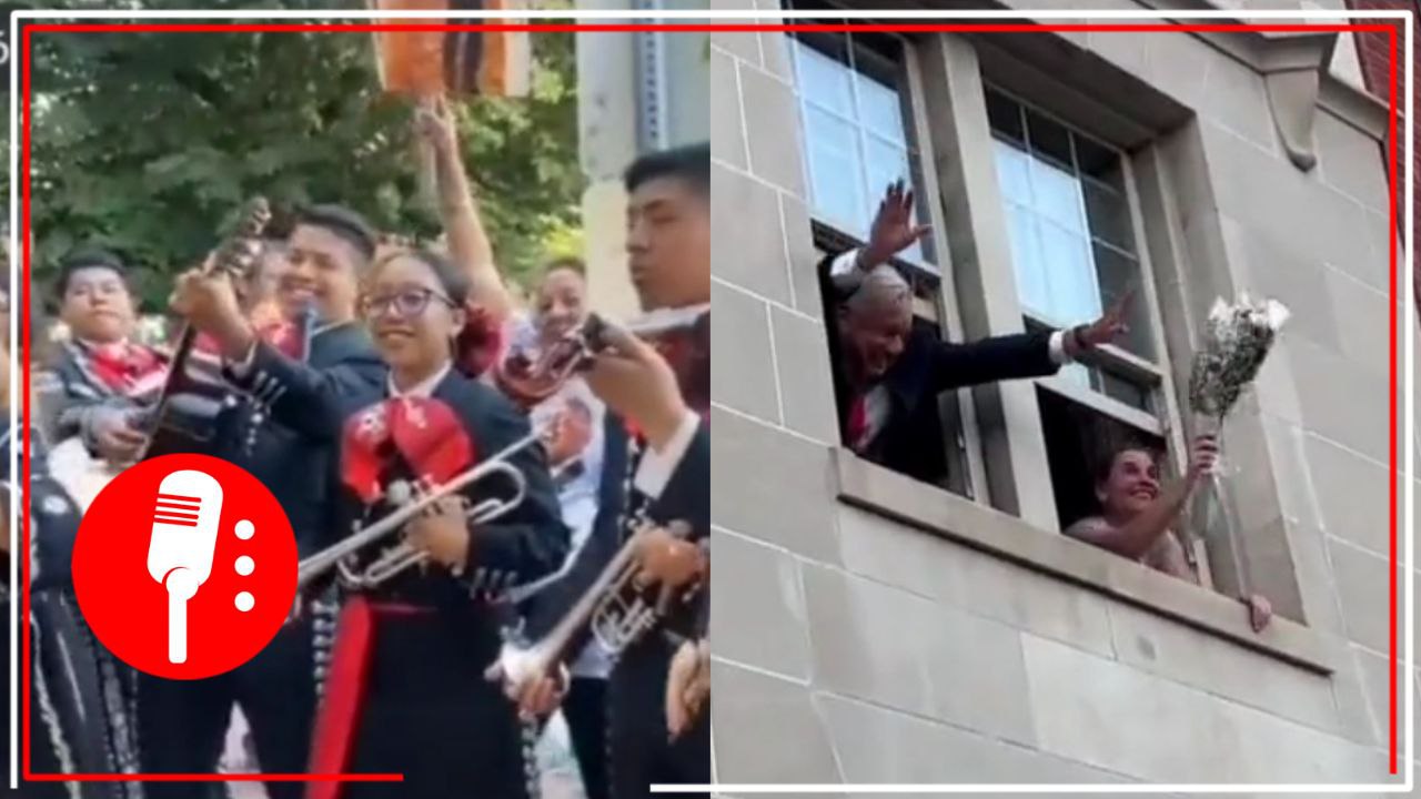Amor con amor se paga: paisanos llevan mariachi y serenata a hotel donde se hospeda el Presidente López Obrador