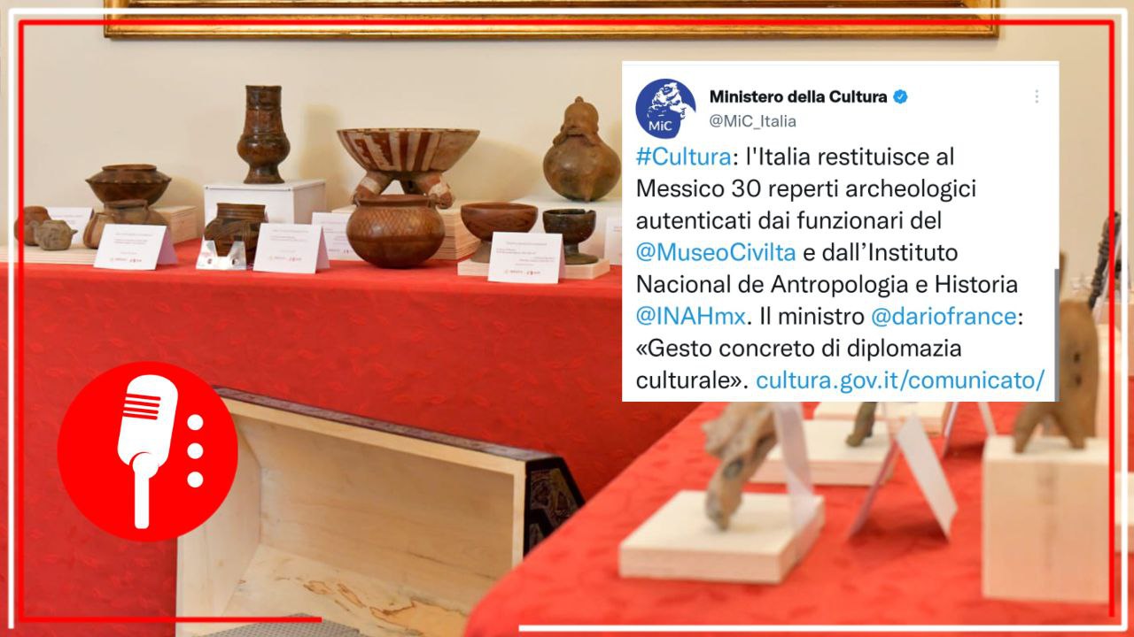 Cómo gesto de diplomacia, Ministerio de Cultura de Italia devuelve a México 30 piezas arqueológicas