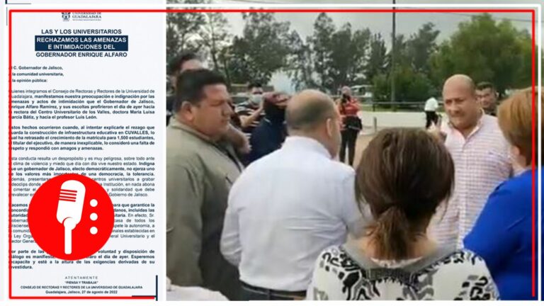 Universitarios de la UdeG condenan intimidaciones del gobernador de Jalisco, Enrique Alfaro