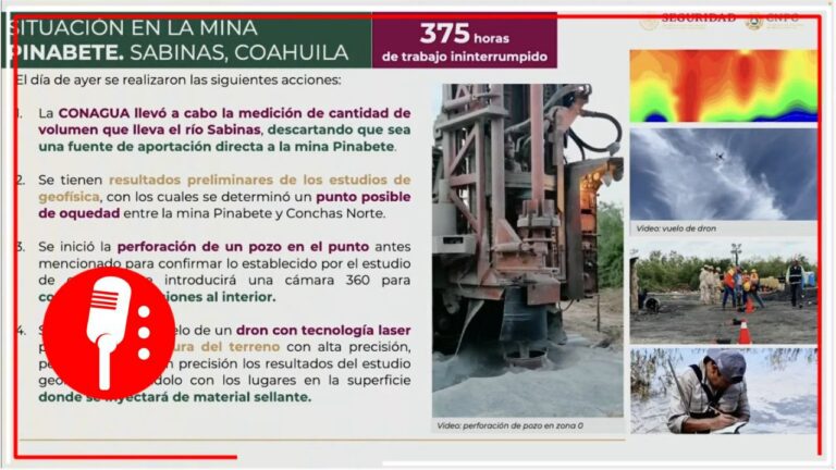 A 375 horas de trabajos ininterrumpidos en Sabinas, Coahuila, se introducirá nuevamente una cámara para conocer condiciones existentes