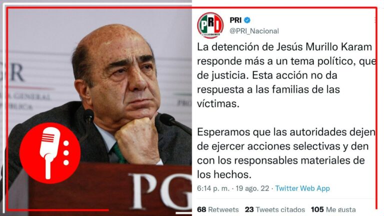 PRI y opositores comienzan “nado sincronizado” en defensa de Jesús Murillo Karam, detenido por desaparición forzada.