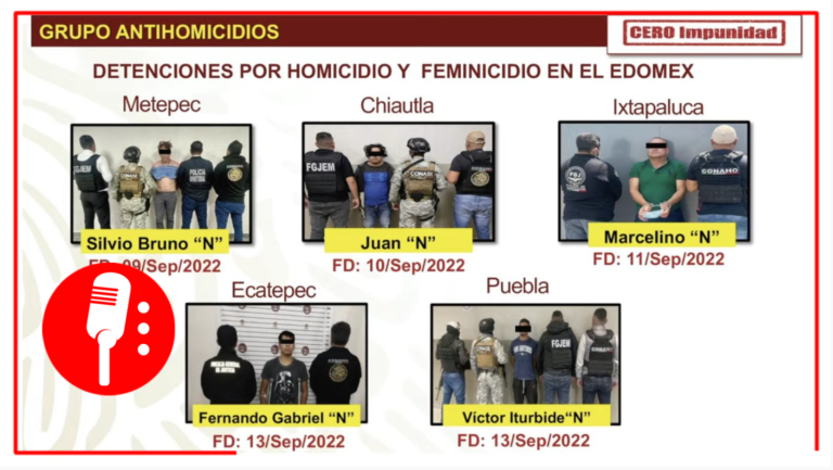 Cero Impunidad: El Grupo Anti homicidios de la SSPC detuvo a 5 personas por presunto homicidio y feminidicio en el Edomex