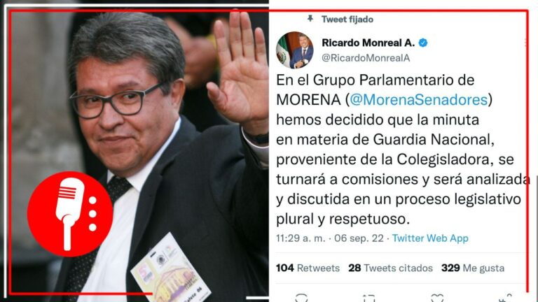Monreal anuncia que minuta de la Guardia Nacional se turnará a las comisiones del Senado; en redes lo llaman traidor a la 4T