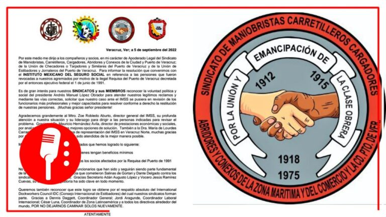 4T hace justicia a Maniobristas de Veracruz y resuelve problemática con sus pensiones, las cuales les fueron revocadas en el periodo neoliberal