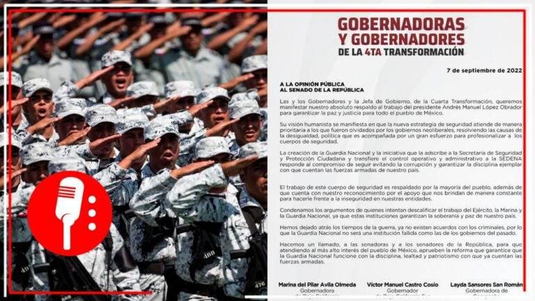 Jefa de Gobierno, Gobernadoras y Gobernadores de Morena hacen llamado para que los Senadores aprueben minuta de la Guardia Nacional