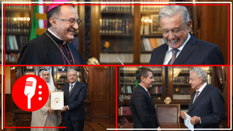 AMLO recibe Cartas Credenciales de embajadores de Kuwait, España y del Estado de Santa Sede