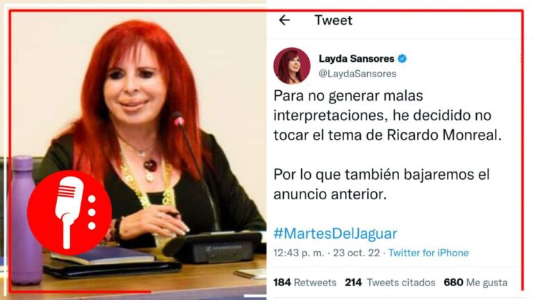 “Para no generar malas interpretaciones” Layda Sansores anuncia que no tocará tema de Ricardo Monreal el próximo “Martes del Jaguar”