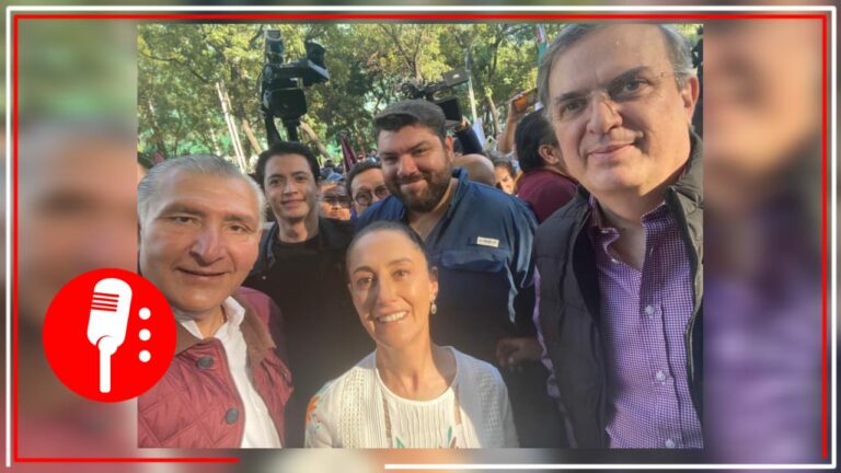 Las “corcholatas” Claudia Sheinbaum, Adán Augusto y Marcelo Ebrard asisten a marcha de AMLO