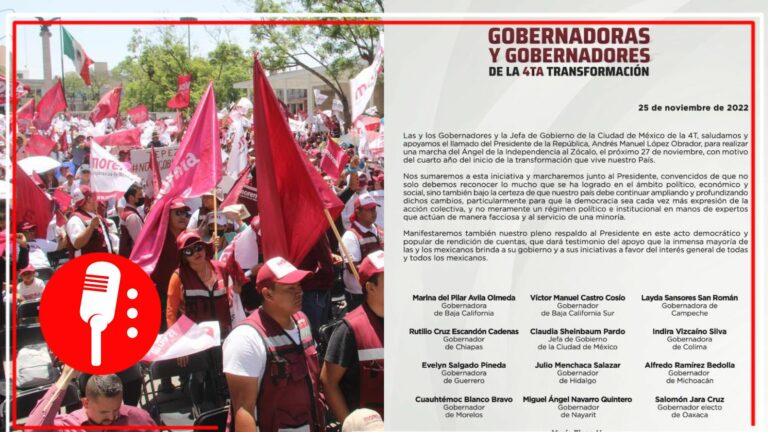 &#8220;Marcharemos junto al Presidente&#8221;: Gobernadores de Morena anuncian que asistirán a la marcha de AMLO