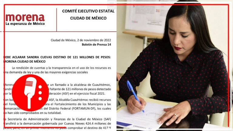 Morena CDMX exige que Sandra Cuevas aclare en que se usaron los 121 MDP faltantes que detectó la ASF