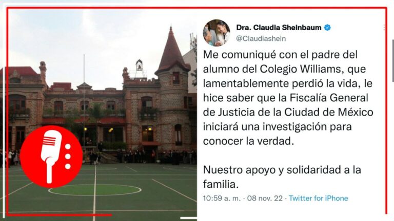 Claudia Sheinbaum anuncia que Fiscalía de la CDMX investigará muerte de menor en Colegio Williams