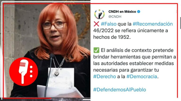 Rosario Piedra Ibarra, titular de la CNDH, no mandó recomendación al INE por &#8220;no impedir&#8221; masacre de 1952