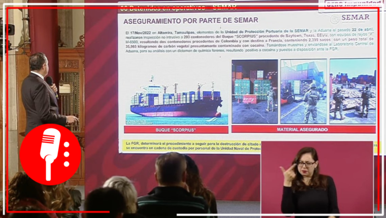 Cero Impunidad: Semar incautaron 203 contenedores con más de 35 mil kilogramos de carbón contaminado con cocaína.