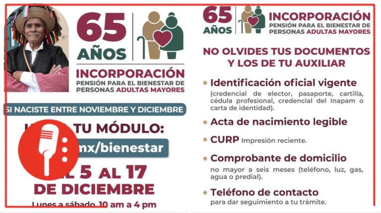 Inició el registro de nuevos beneficiarios de la Pensión de Adultos Mayores
