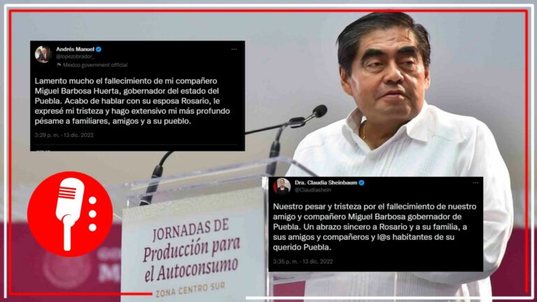 AMLO, Sheinbaum y Adán Augusto lamentan el fallecimiento de Miguel Barbosa, gobernador de Puebla