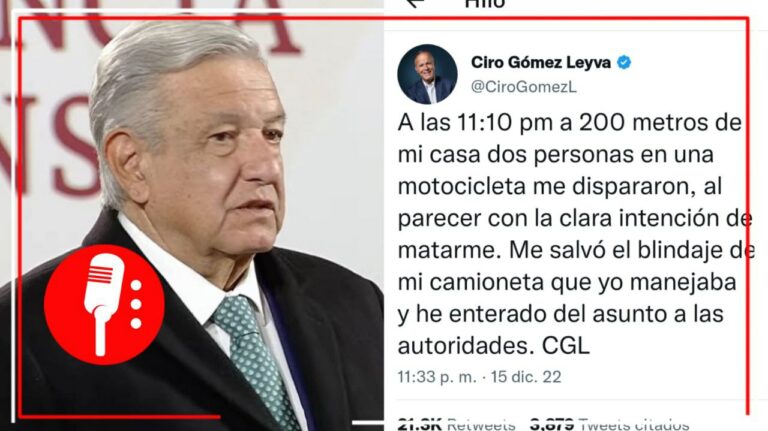 AMLO se solidariza con Ciro Gómez Leyva, quien sufrió un atentado la noche del jueves