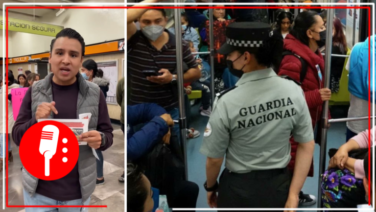 Jóvenes se manifiestan a favor de la Guardia Nacional en el Metro