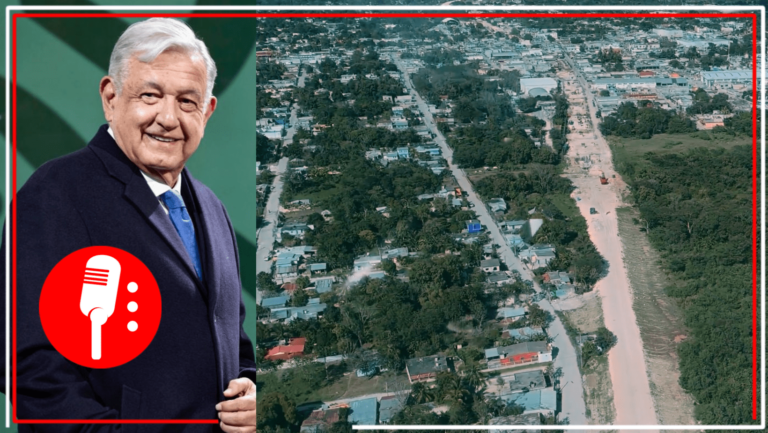 López Obrador sobrevoló la zona donde se construirá la estación Escárcega del Tren Maya