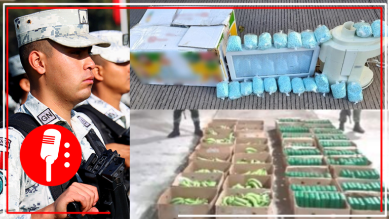 La Guardia Nacional interceptó 20 mil pastillas de aparente fentanilo y 213 paquetes con un kilogramo de cocaína cada uno.