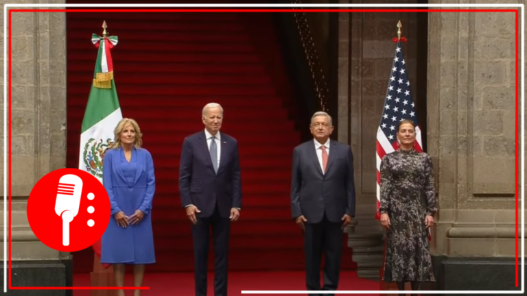Andrés Manuel López Obrador junto a la Doctora Beatriz Gutiérrez reciben al primer mandatario de EEUU Joe Biden y primera dama Jill Biden en Palacio Nacional   