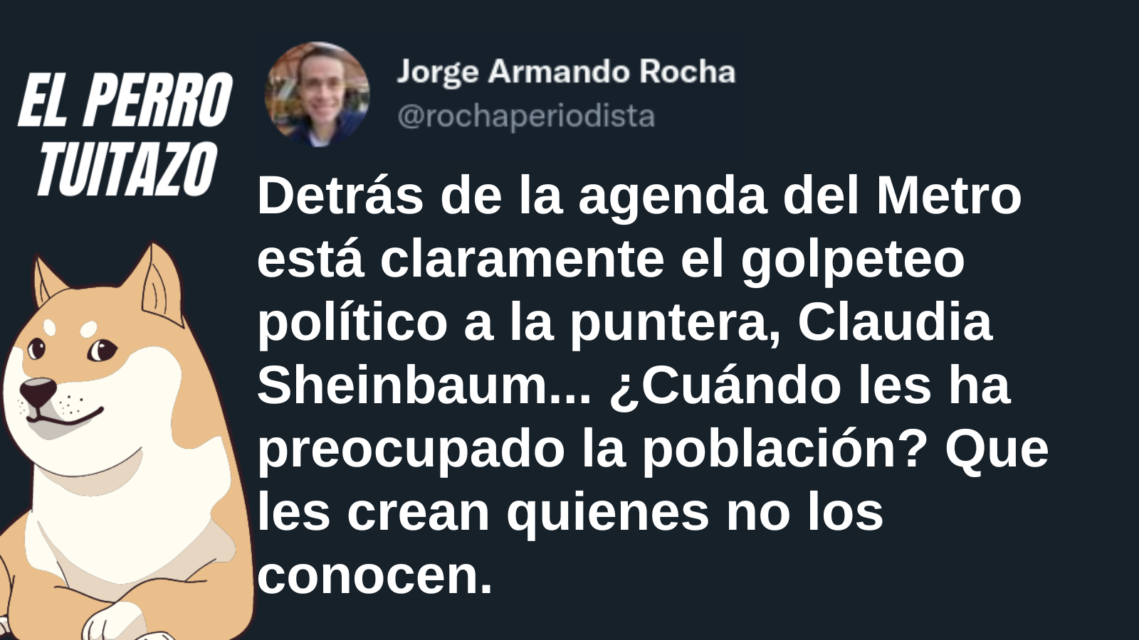 El Perro tuitazo: Metro, claro golpeteo político