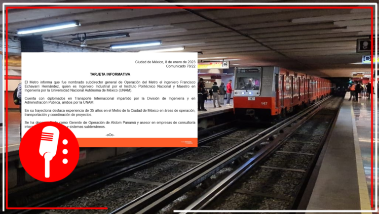 Destituyen a Alberto García de su cargo; nombran a Francisco Echavarri Hernández como nuevo subdirector de Operaciones del Sistema de Transporte Colectivo
