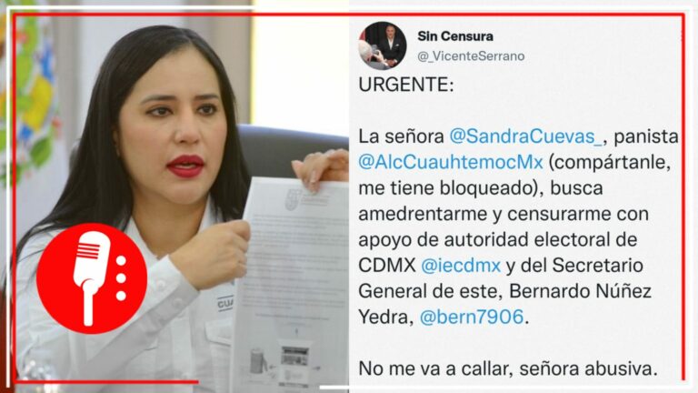 Periodista, Vicente Serrano denuncia a la alcaldesa de Cuauhtémoc, Sandra Cuevas, por censurarlo en redes sociales