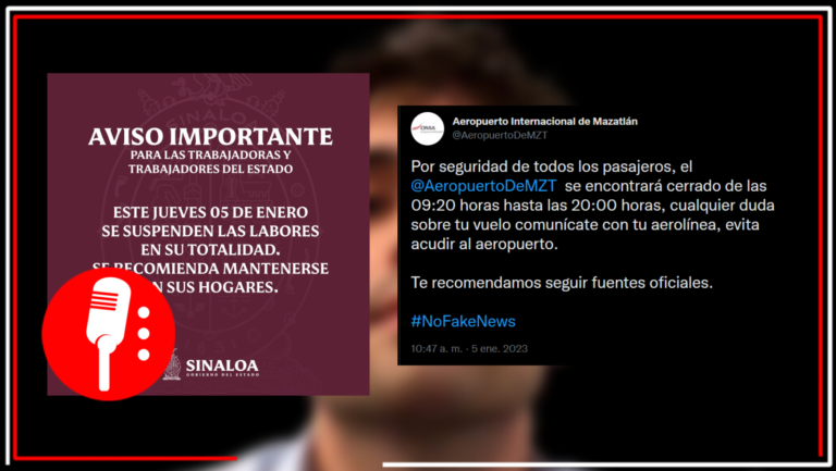 El Gobierno del Estado de Sinaloa informó que fueron suspendidas las clases en todos los niveles educativos, así como las labores en su totalidad