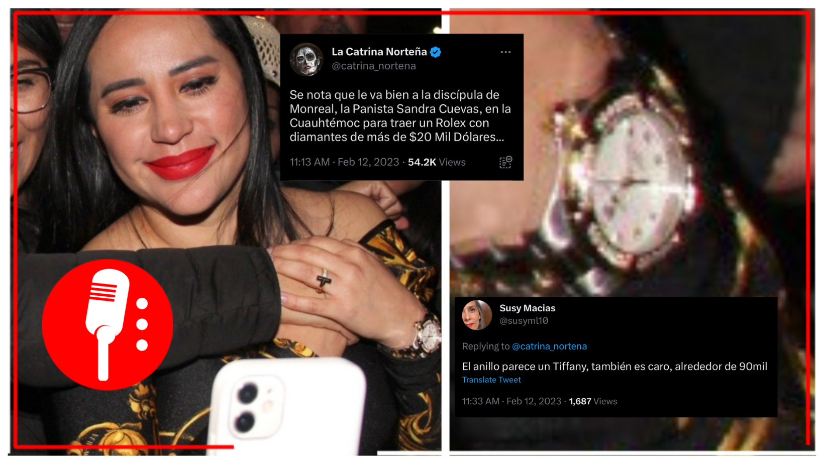 Señalan a Sandra Cuevas de traer un reloj con diamantes de más de 20 mil dólares y anillo de 90 mil pesos