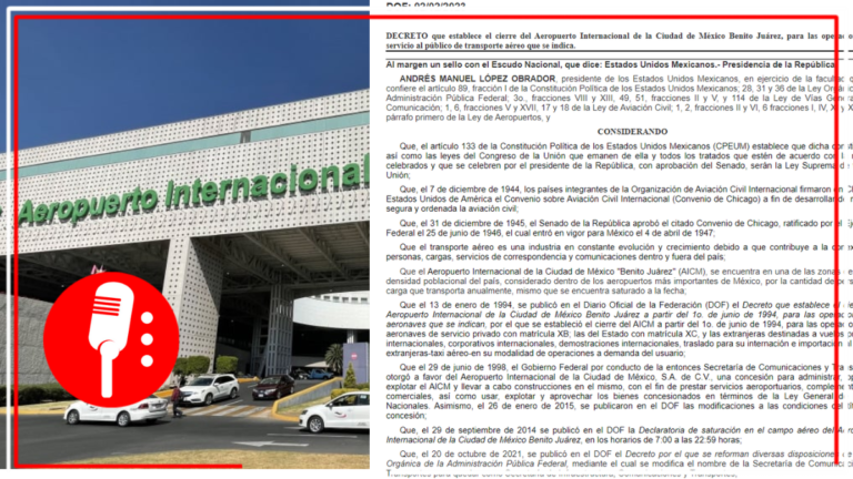 Publican en DOF, decreto del cierre de AICM para operaciones de carga
