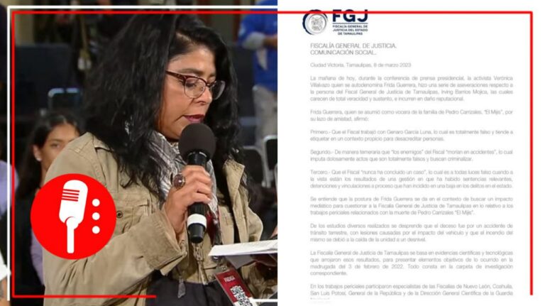 Fiscalía de Tamaulipas, a cargo del panista Irving Barrios, lanza comunicado descalificando y agrediendo institucionalmente a Frida Guerrera