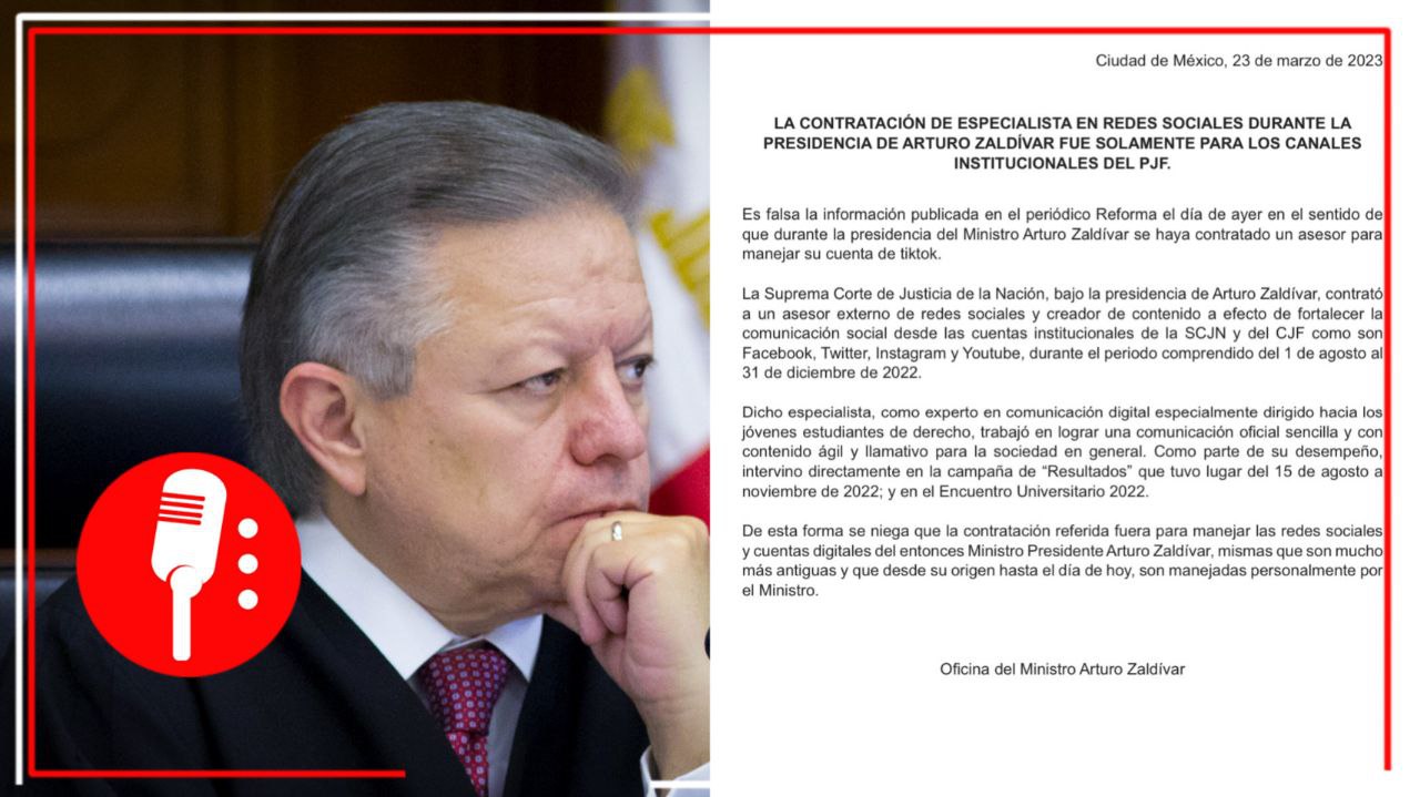 Arturo Zaldívar desmiente al Reforma; no se contrató a nadie para manejar su Tiktok y menos se pagó del erario