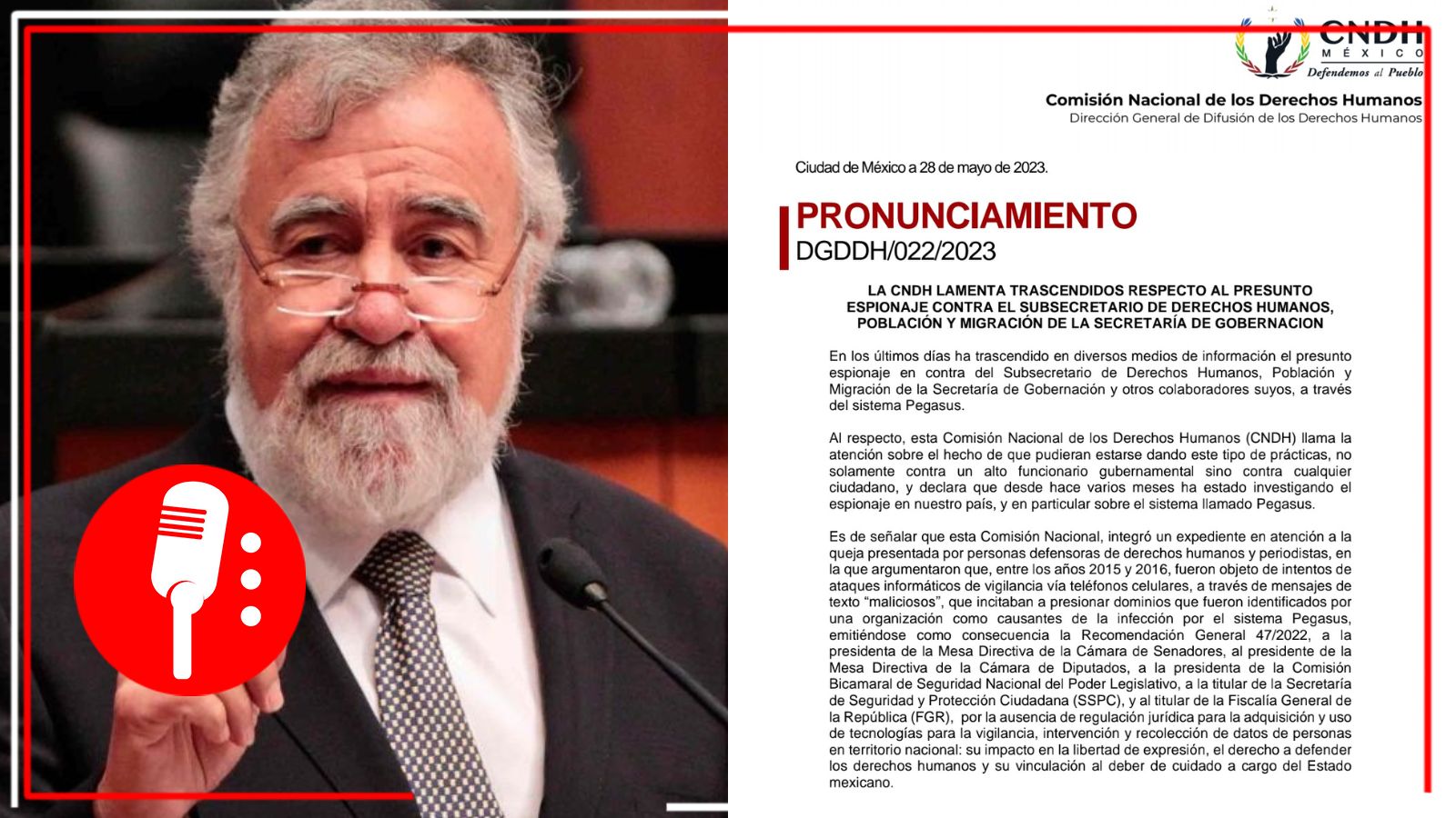 CNDH deslinda a Gobierno federal de espionaje a Alejandro Encinas