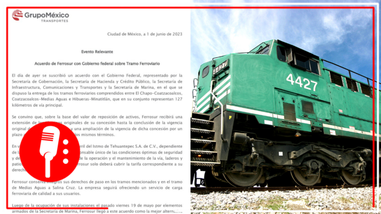 Grupo México confirma entrega de 127 kms de su vía principal por una concesión de 8 años
