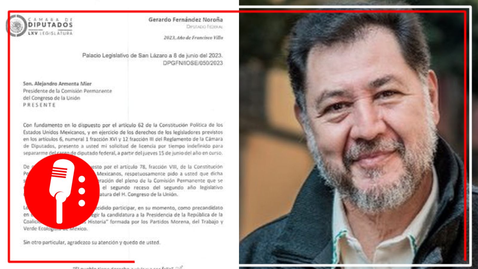Fernández Noroña presentó su licencia para competir por candidatura de Morena
