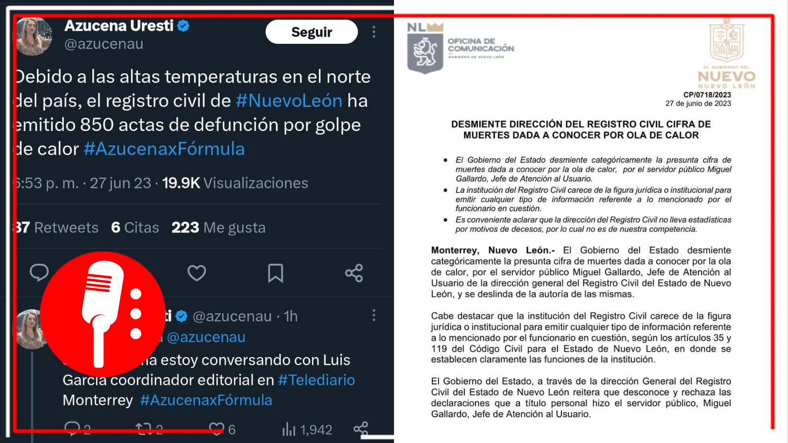 Gobierno de Nuevo León desmiente a Azucena Uresti; falso que se hayan emitido 850 actas de defunción por golpe de calor