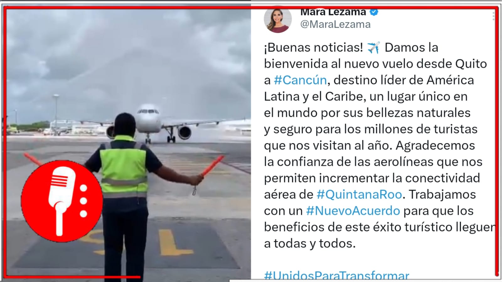 Aeropuerto Internacional de Cancún recibe primer vuelo procedente de Quito, Ecuador. (VIDEO)
