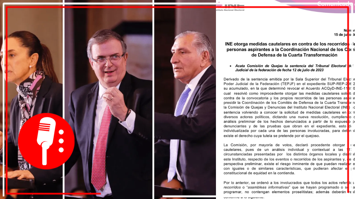 INE otorga medidas cautelares en contra de los recorridos de los aspirantes a la Coordinación Nacional de los Comités de Defensa de la 4T de Morena