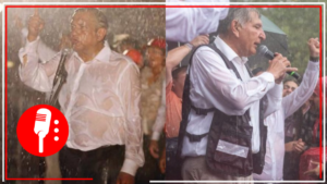 Adán Augusto da Asamblea Informativa pese a la lluvia como lo hizo hace unos años AMLO (VIDEO)