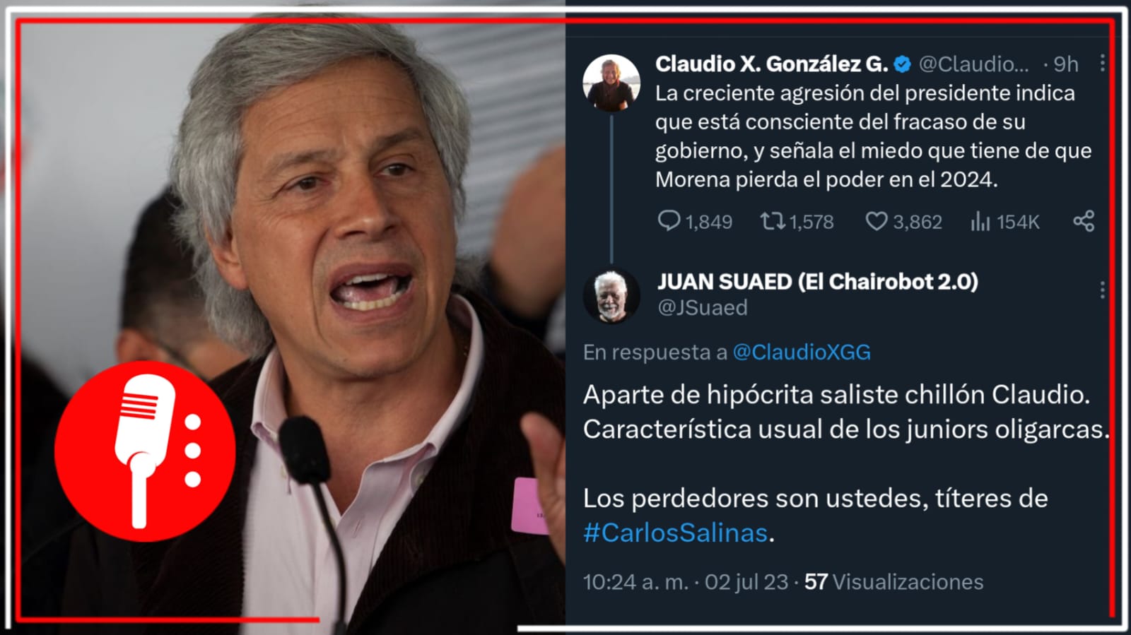 &#8220;Aparte de hipócrita saliste chillón, Claudio&#8221;: tuiteros se mofan de X. González, quien acusa que AMLO agredió a la derecha en el Zócalo