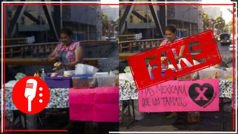 Falso que vendedora de tamales expresó su apoyo a Xóchitl Gálvez; la foto se trata de una mala edición (FOTO)