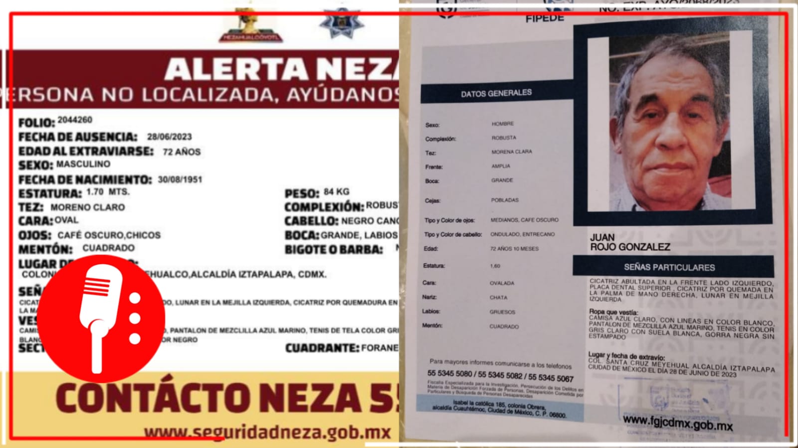 Alerta: Reportan la desaparición forzada de Juan Rojo, hombre de la tercera edad en Neza, Edomex (FOTO)